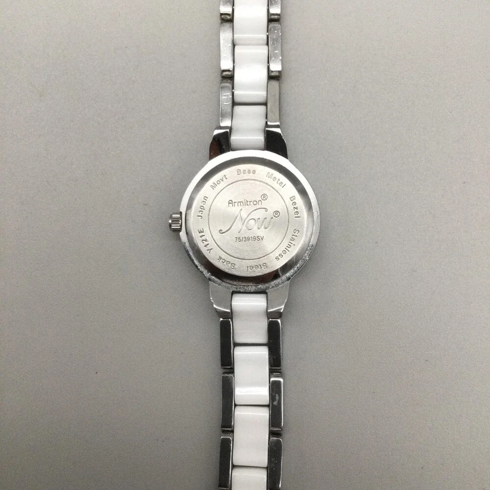 Armitron Now Womens Watch 24mm White Ceramic Bracelet Crystals New Battery 6